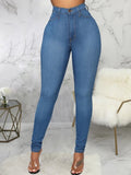 High Waist Skinny Stretch Jeans for Women, Comfortable Fit, Versatile Blue, Black, Grey, Sizes XS-XL