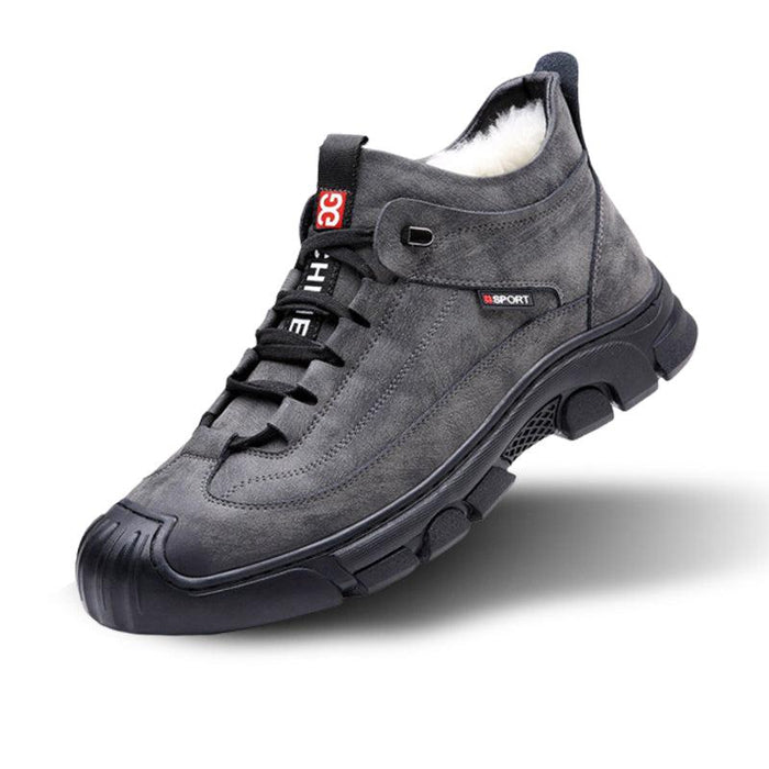 Men's Winter Trainers with Faux Fur Lining, Non-Slip Rubber Sole, Easy On/Off Design, grey and Black, Sizes 39-44