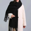 Warm Women’s Oversized Scarf - Tassel Knit Plush For Winter