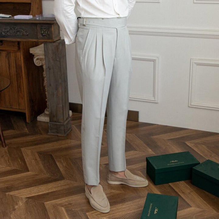 Stylish Loop Detail Trousers for Modern Silhouette, Comfortable Fit, Versatile for Casual and Semi-Formal Wear